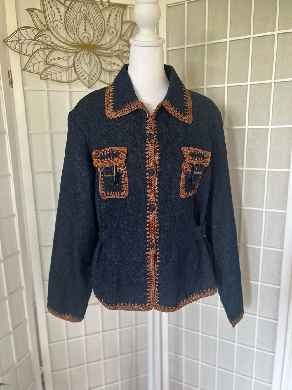 LEW MAGRAM Denim Embroidered Jacket – Size 12